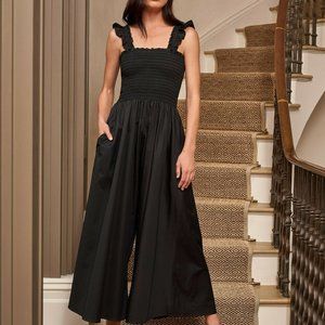 La Ligne Black Vero Jumpsuit Smocked Dress Women Size M NWT $350
